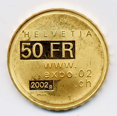 SWITZERLAND 50 FRANCS 2002 only 5,000 pcs GOLD
